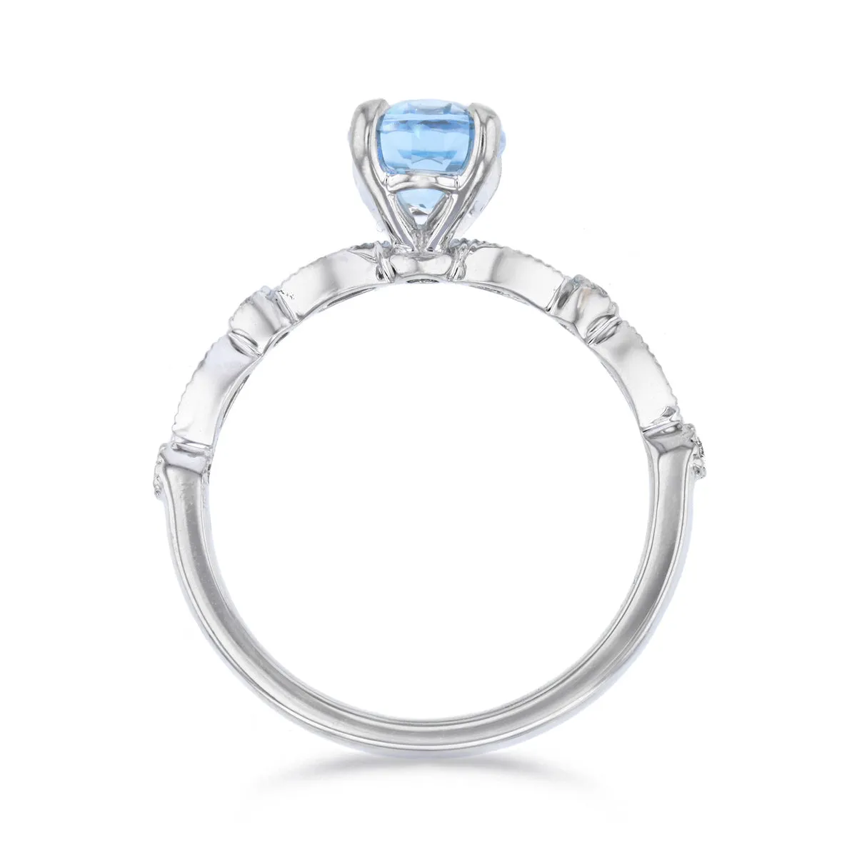 1.15ct Oval Aquamarine and Diamond Dress Ring | Pre-Loved | Platinum