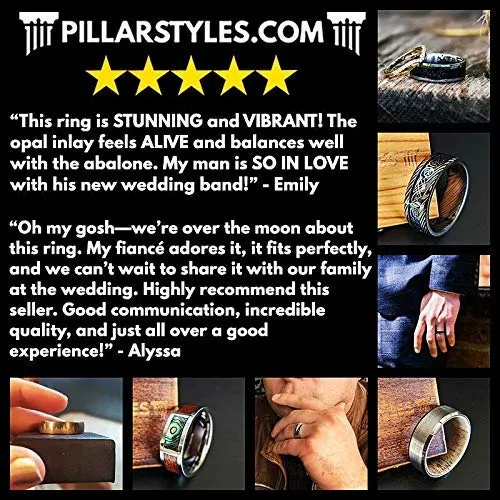 14K Gold Ring Mens Antler Wedding Band with Koa Wood and Arrow Inlay 8mm Tungsten Deer Antler Rings for Men Rustic Wooden Boho Anniversary Gifts