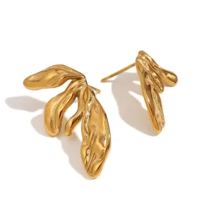 18K Gold Plated Asymmetric Lily Petal Earrings