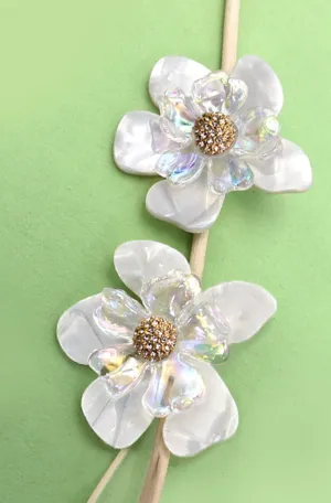 Acrylic Flower Rhinestone Stud Earrings