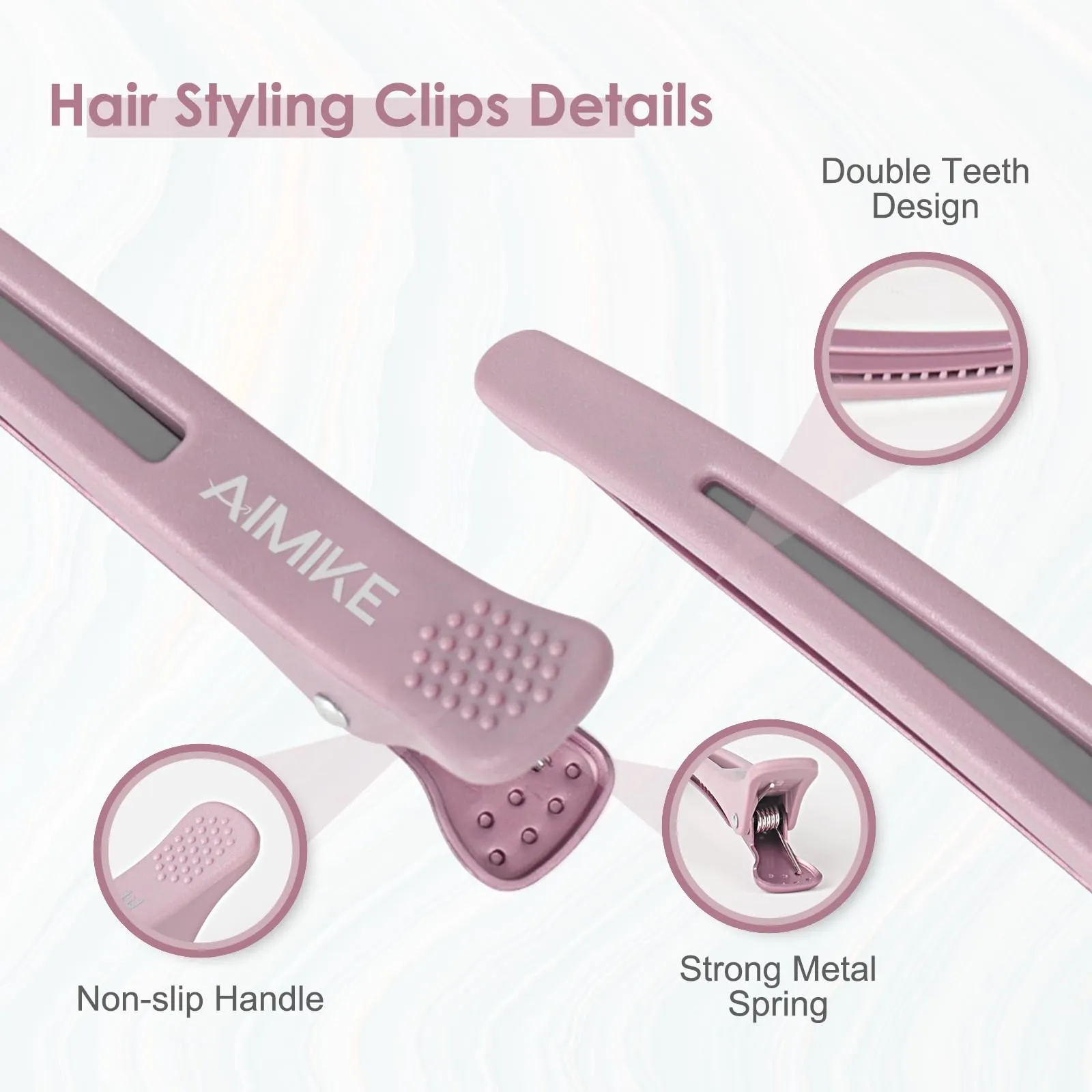AIMIKE 6pcs Hair Clips for Styling Sectioning, No Crease Duck Billed Hair Clips with Silicone Band, Hair Styling Clips, Hair Roller Clips, Salon Hair Sectioning Clips, Hair Cutting Clips, Morandi