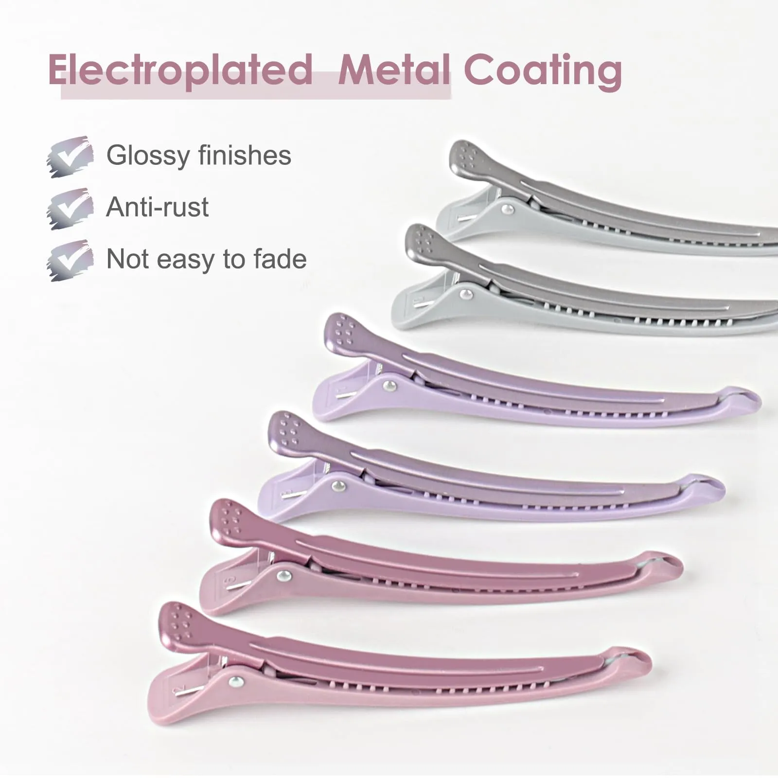 AIMIKE 6pcs Hair Clips for Styling Sectioning, No Crease Duck Billed Hair Clips with Silicone Band, Hair Styling Clips, Hair Roller Clips, Salon Hair Sectioning Clips, Hair Cutting Clips, Morandi