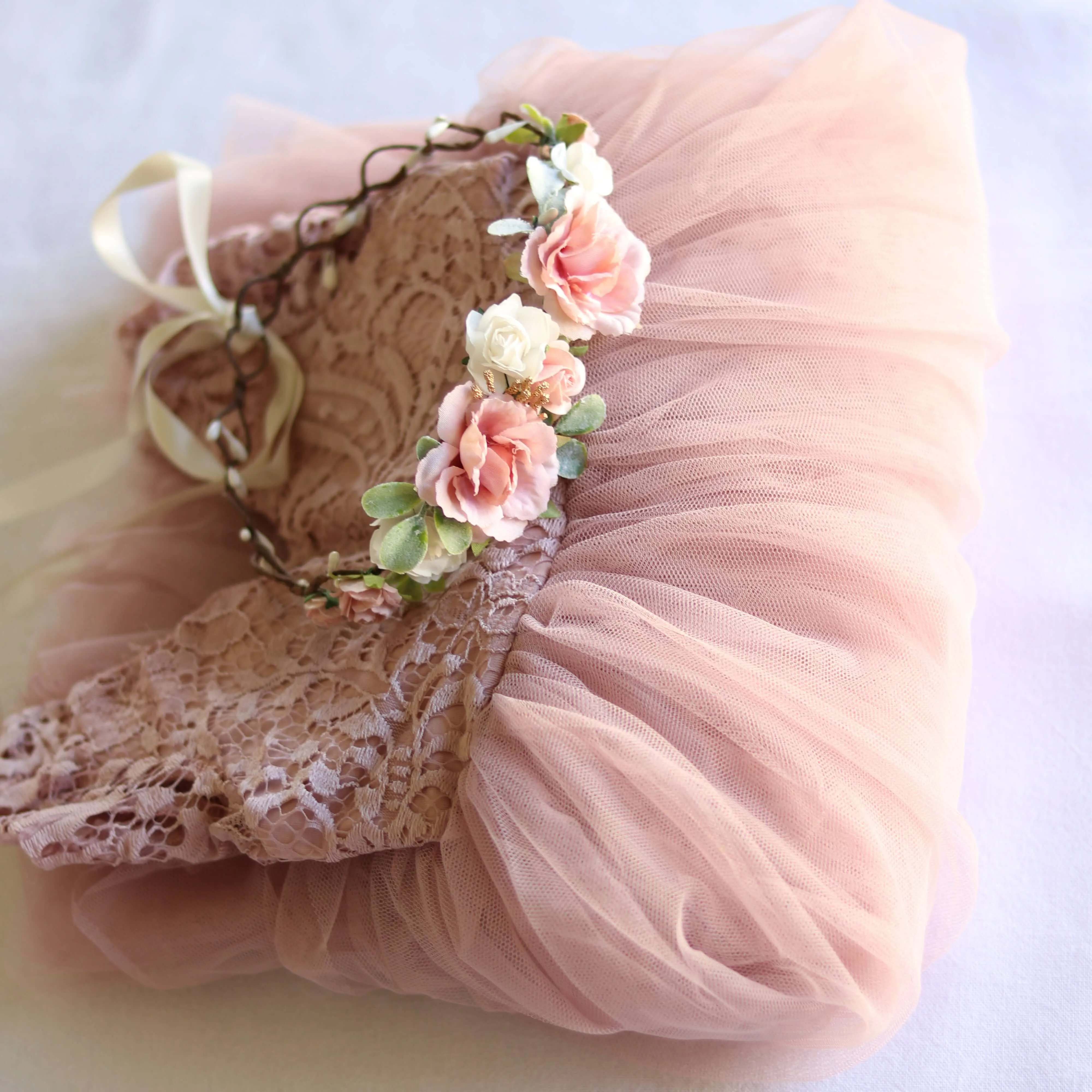 Amelie flower crown - dusty pink