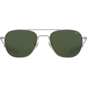 American Optical Original Pilot Sunglasses Bayonet | Matte Silver/Glass Green