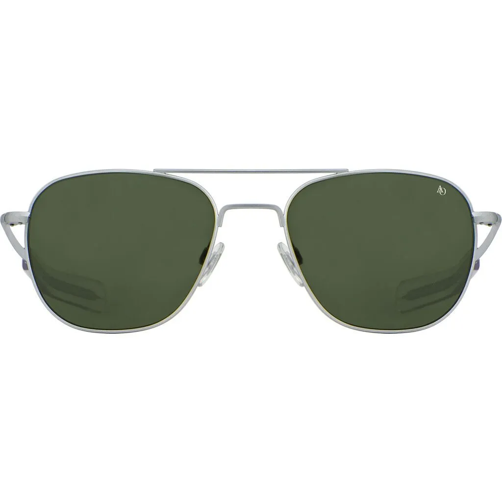 American Optical Original Pilot Sunglasses Bayonet | Matte Silver/Glass Green