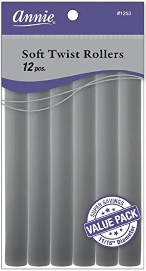 Annie Soft Twist Rollers 10" Grey 11/16" 12 Pcs 1253