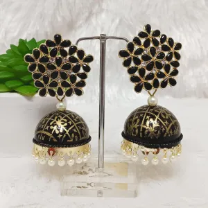 Bhavi Jewels Gold Plated Kundan Stone Jhumkis Earrings