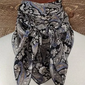 Black & Tan Paisley Silk Scarf