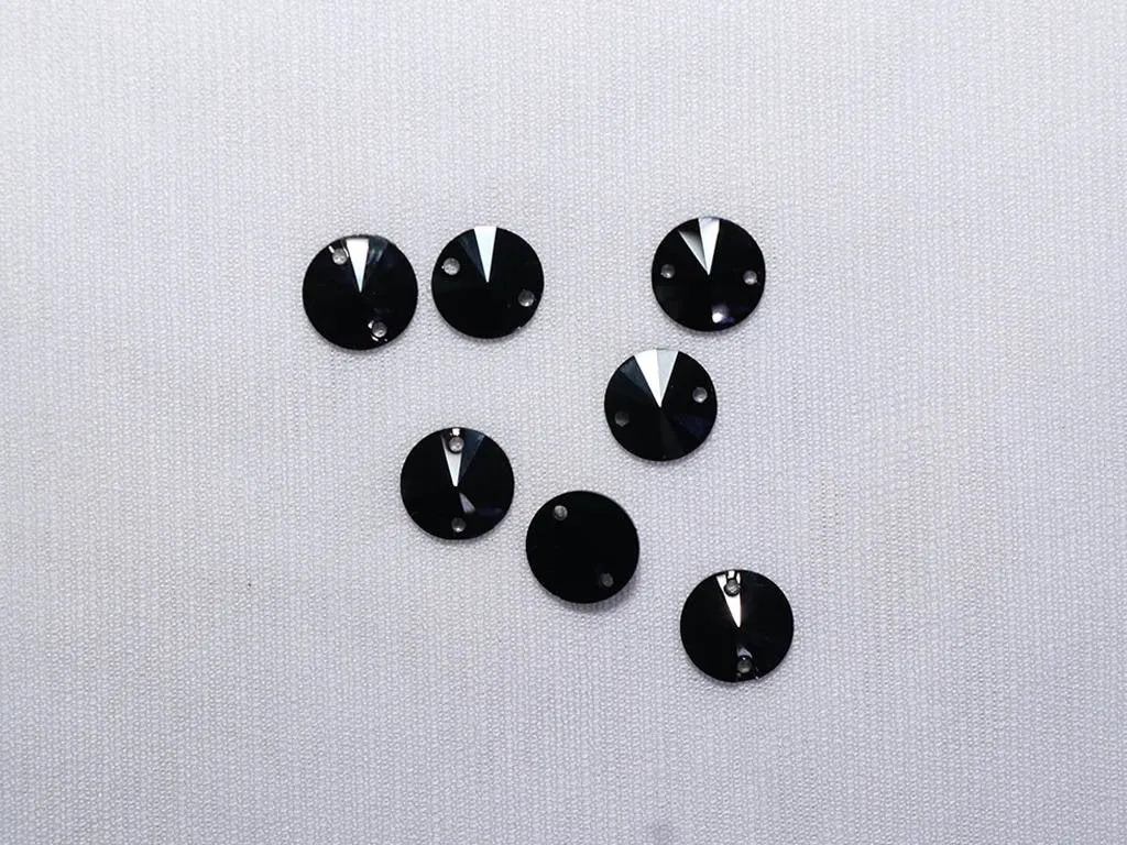 Black Circular Plastic Stones - 10 mm