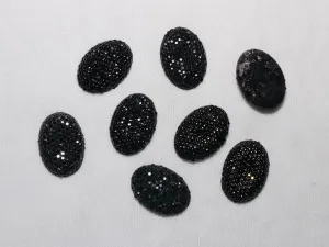 Black Designer Oval Plastic Stones - 18x25 mm