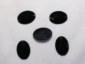 Black Oval Plastic Stones - 18x13 mm