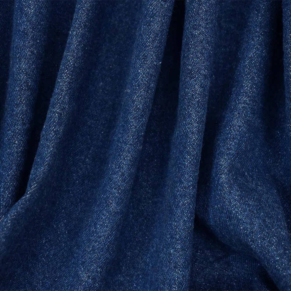 Blue Cotton 13 oz  Washed Denim Twill Woven Fabric