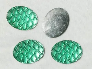 Bright Green Designer Oval Plastic Stones- 30x40 mm