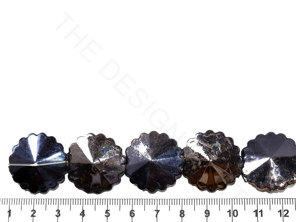 Brown Gunmetal Silver Flower Resin Stones