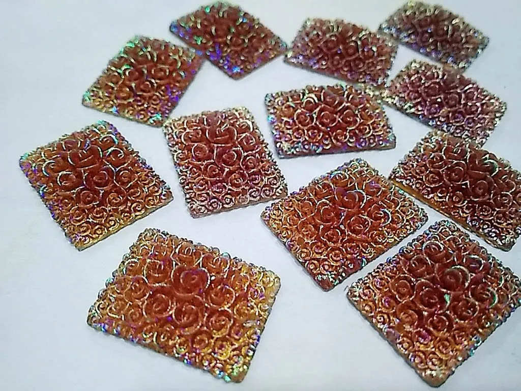 Brown Rectangular Plastic Stones (25x18 mm)