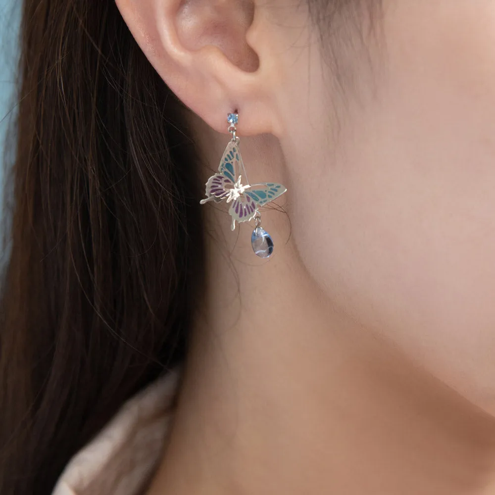 Butterfly and Gem Drop Earrings