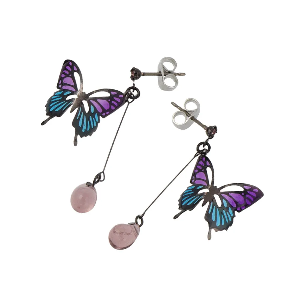 Butterfly and Gem Drop Earrings