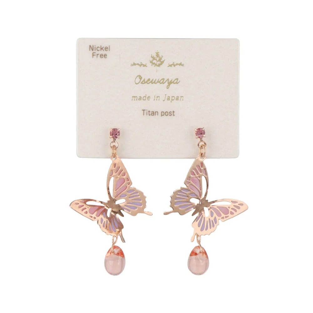 Butterfly and Gem Drop Earrings