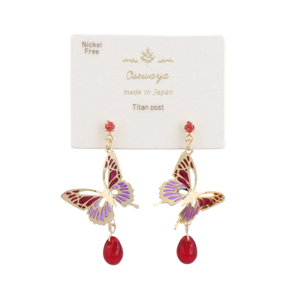 Butterfly and Gem Drop Earrings