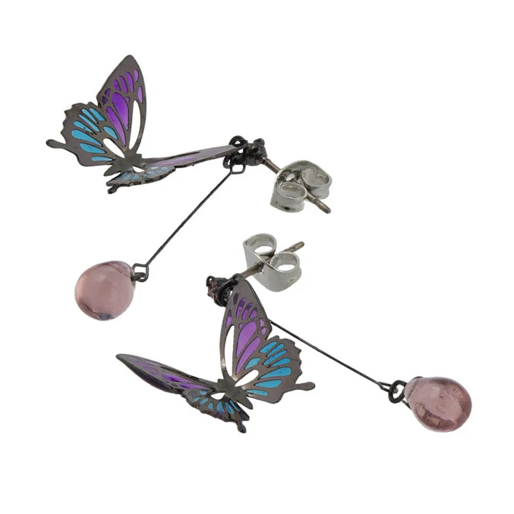 Butterfly and Gem Drop Earrings