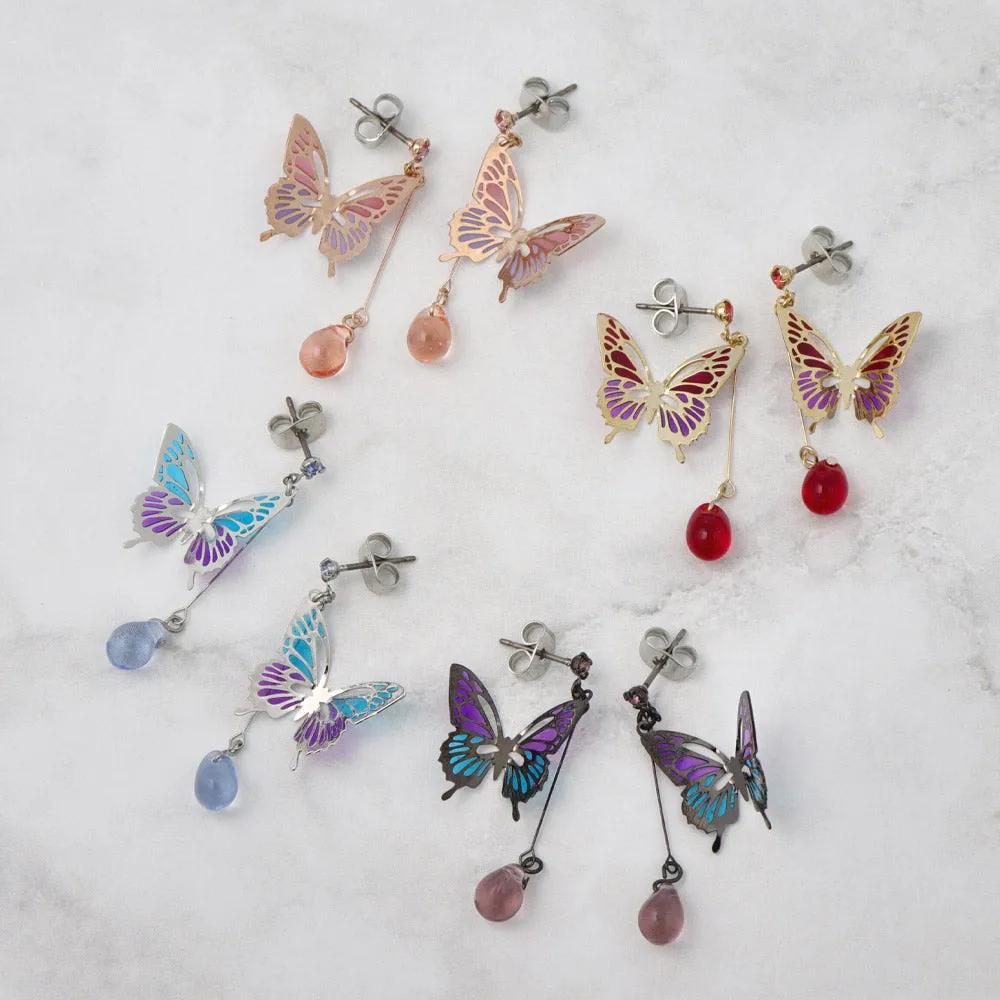 Butterfly and Gem Drop Earrings