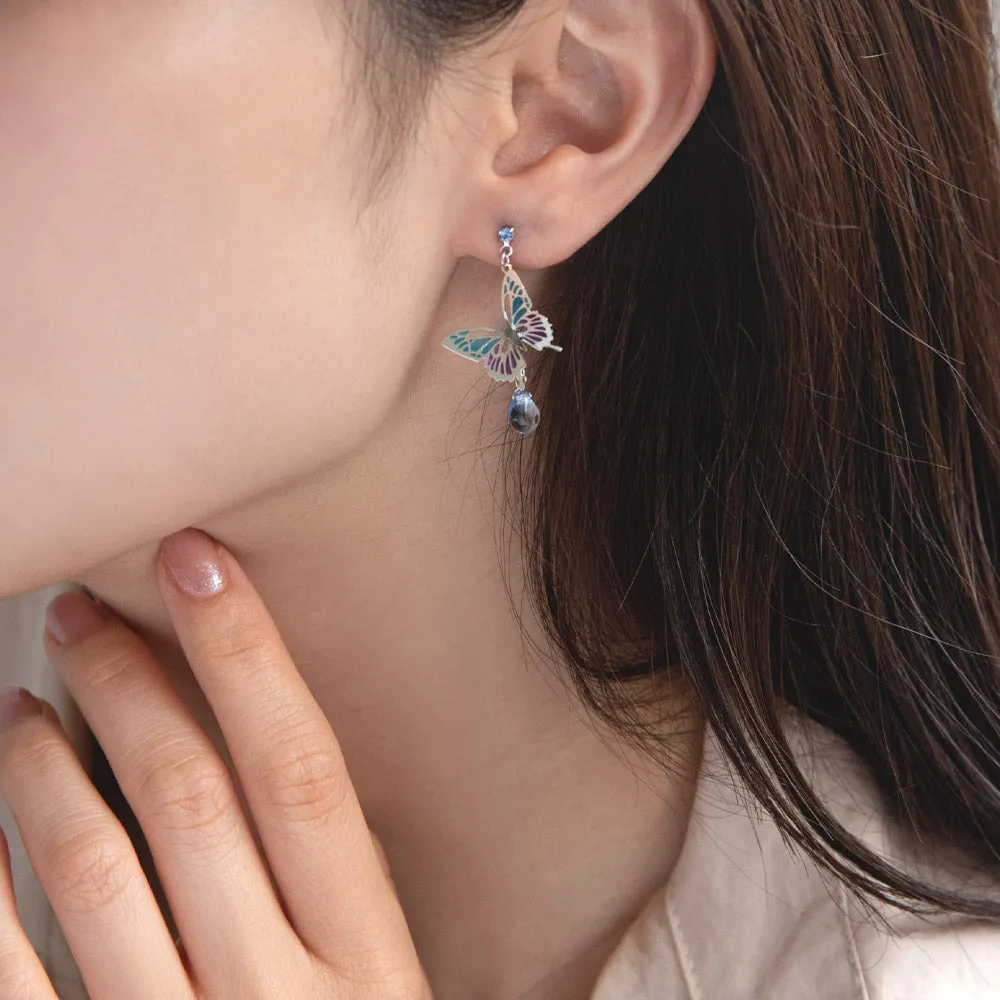 Butterfly and Gem Drop Earrings