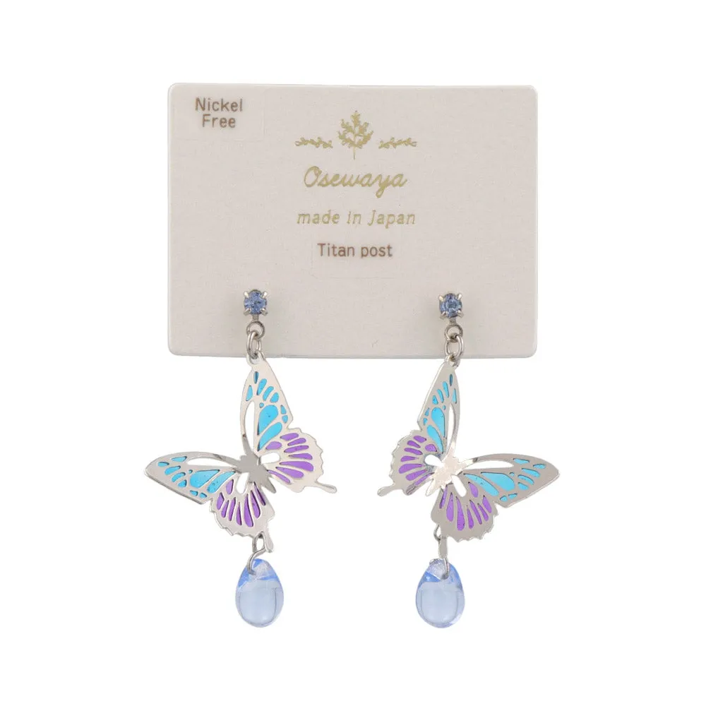 Butterfly and Gem Drop Earrings
