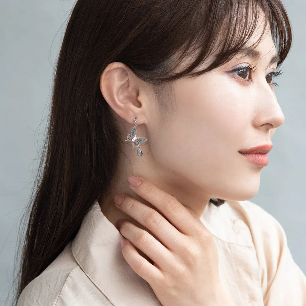 Butterfly and Gem Drop Earrings