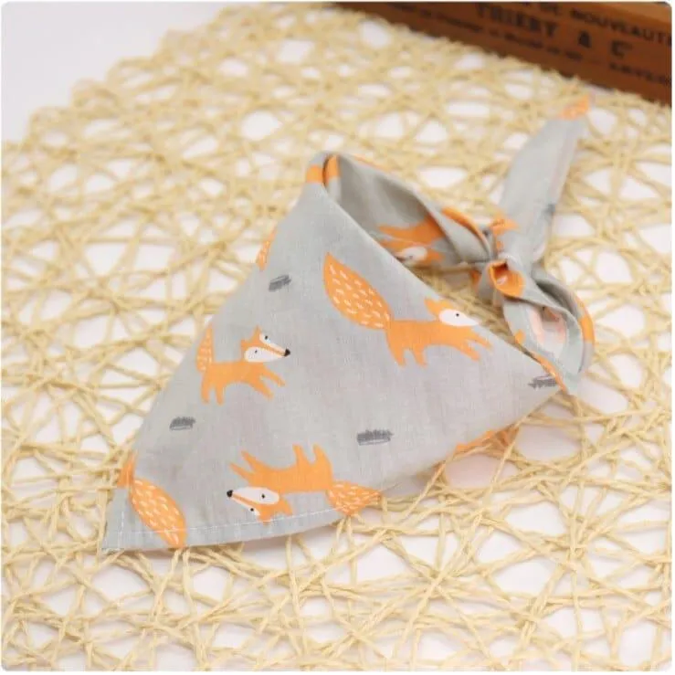 Cartoon Patterned Triangular Dog Scarf