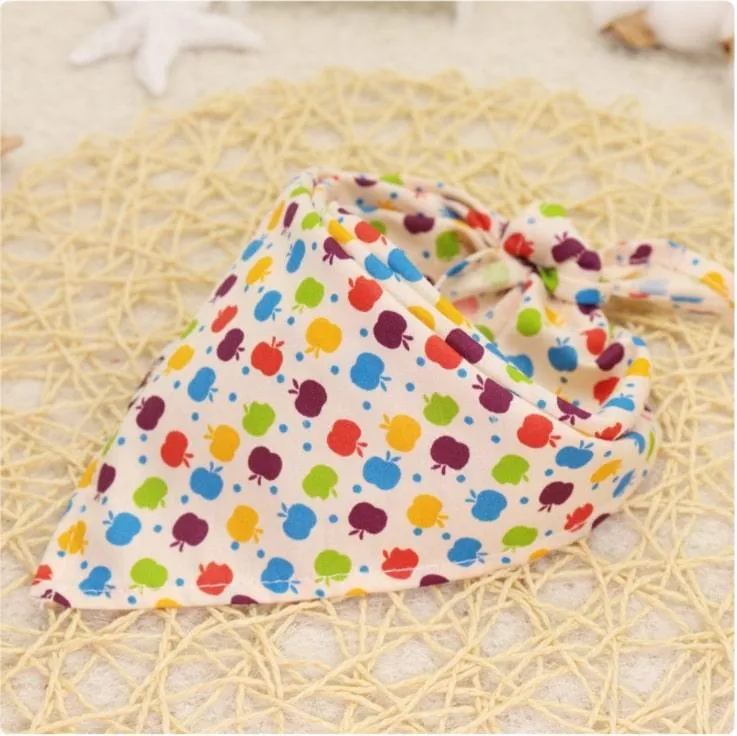 Cartoon Patterned Triangular Dog Scarf