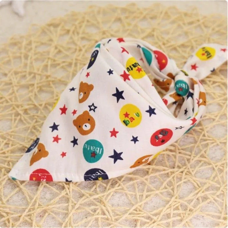 Cartoon Patterned Triangular Dog Scarf