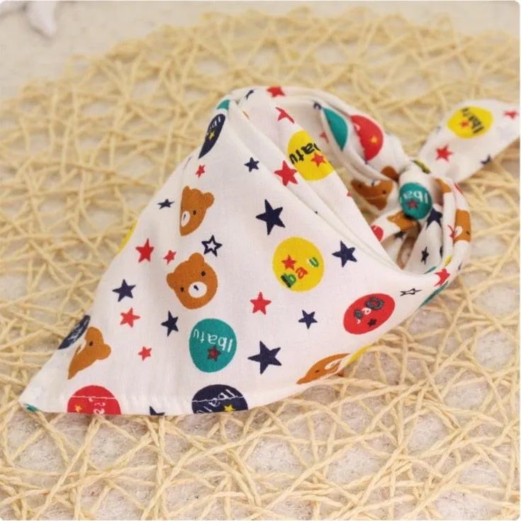 Cartoon Patterned Triangular Dog Scarf