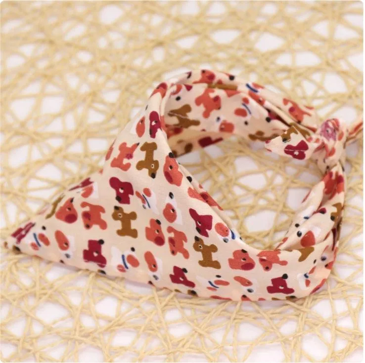 Cartoon Patterned Triangular Dog Scarf