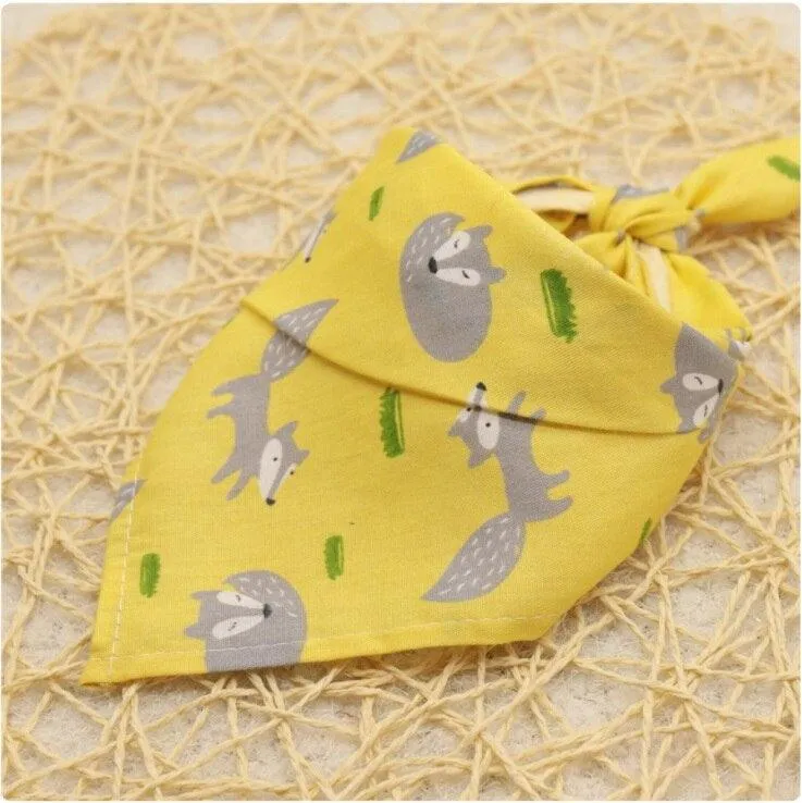 Cartoon Patterned Triangular Dog Scarf