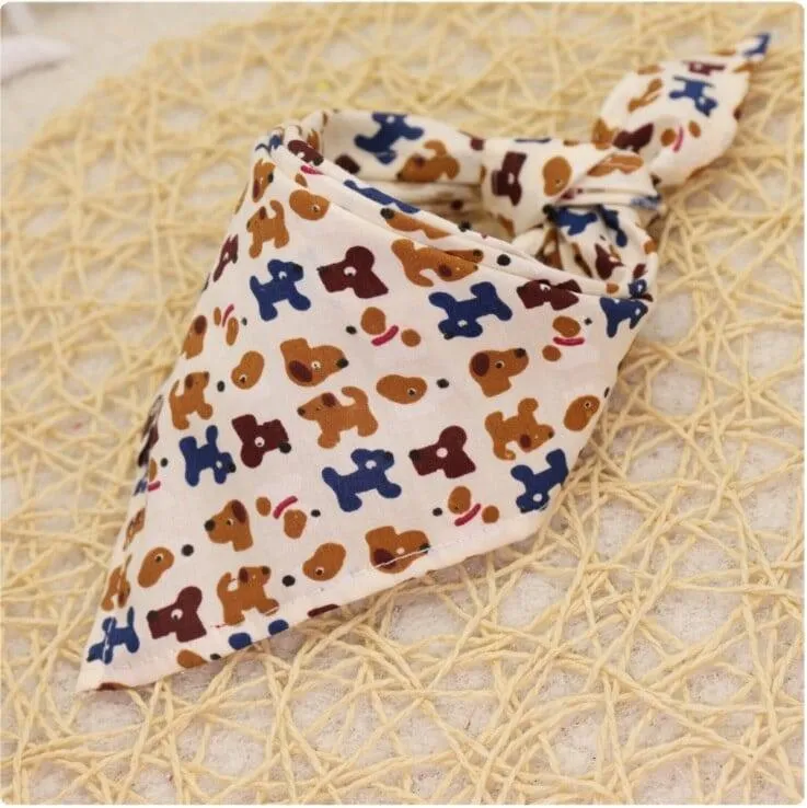 Cartoon Patterned Triangular Dog Scarf