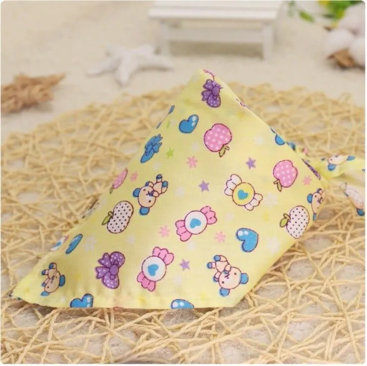 Cartoon Patterned Triangular Dog Scarf
