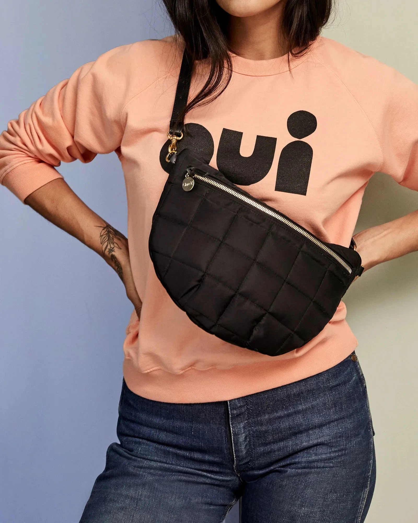 Clare V. - Grande Fanny in Black Quilted Puffer