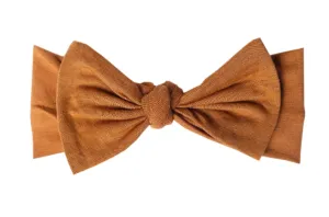 Copper Pearl - Infant Stretchy Soft-Knit Bow Headband in Camel
