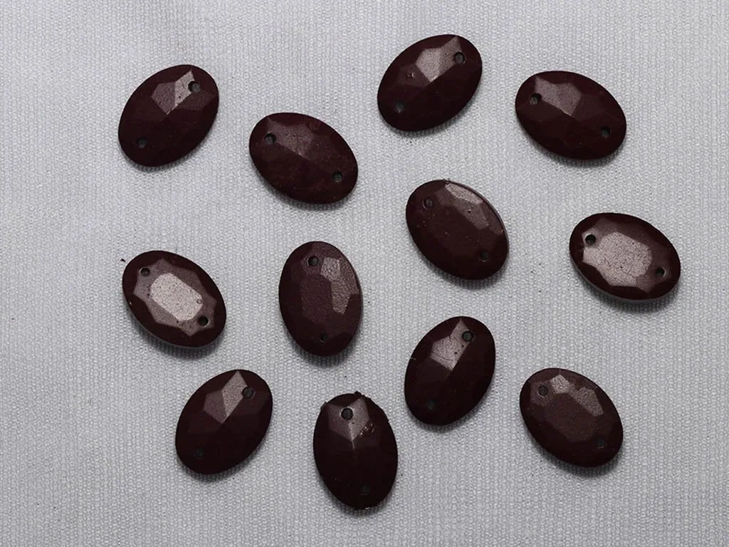 Dark Brown Oval Plastic Stones - 10x14 mm