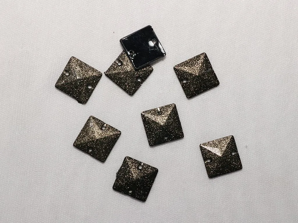 Dark Copper Designer Square Plastic Stones - 16x16 mm