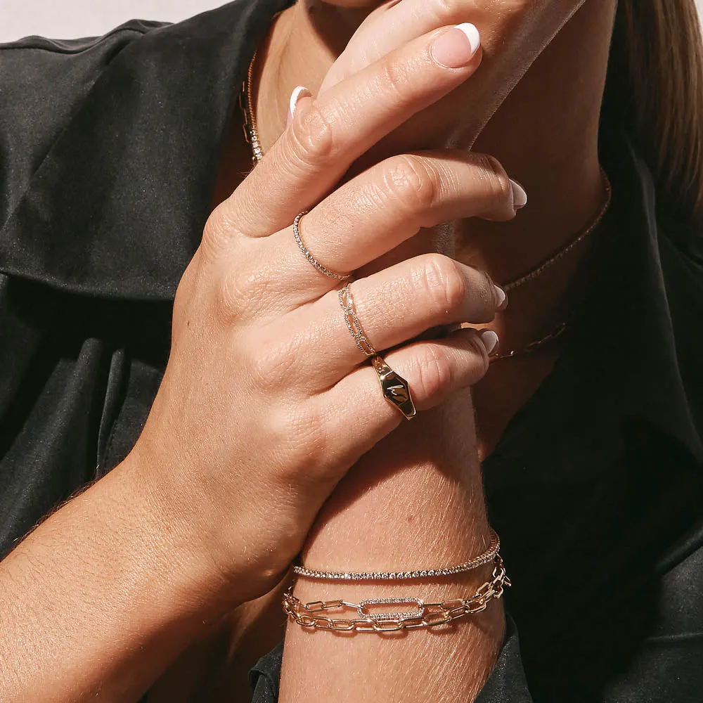 Diamond Paperclip Ring in 10k Gold