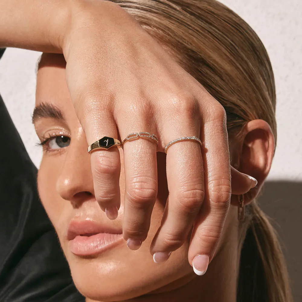 Diamond Paperclip Ring in 10k Gold
