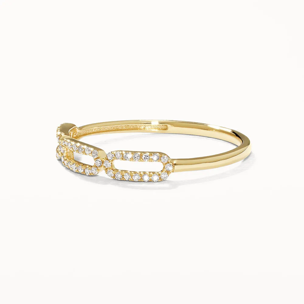 Diamond Paperclip Ring in 10k Gold