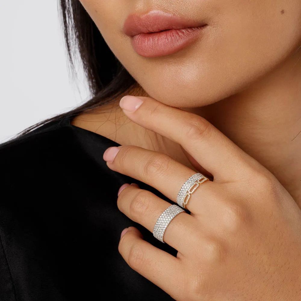 Diamond Paperclip Ring in 10k Gold