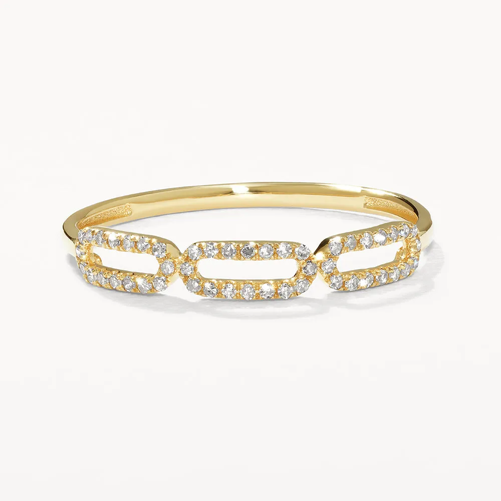 Diamond Paperclip Ring in 10k Gold