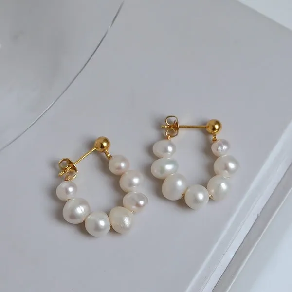 Elegant Pearl Beads Hoop Earrings