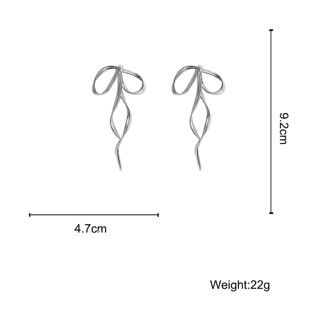 Elegant Sliver Ribbon Dangle Earrings