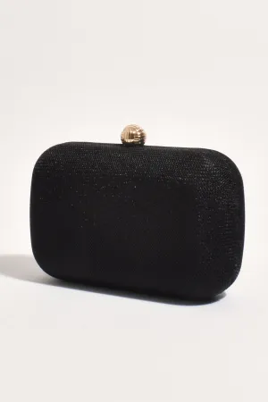 Ella Woven Structured Clutch Black