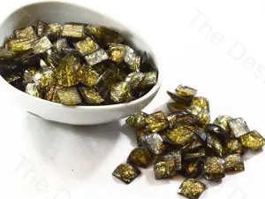 Faceted Golden Black Square Acrylic Stones