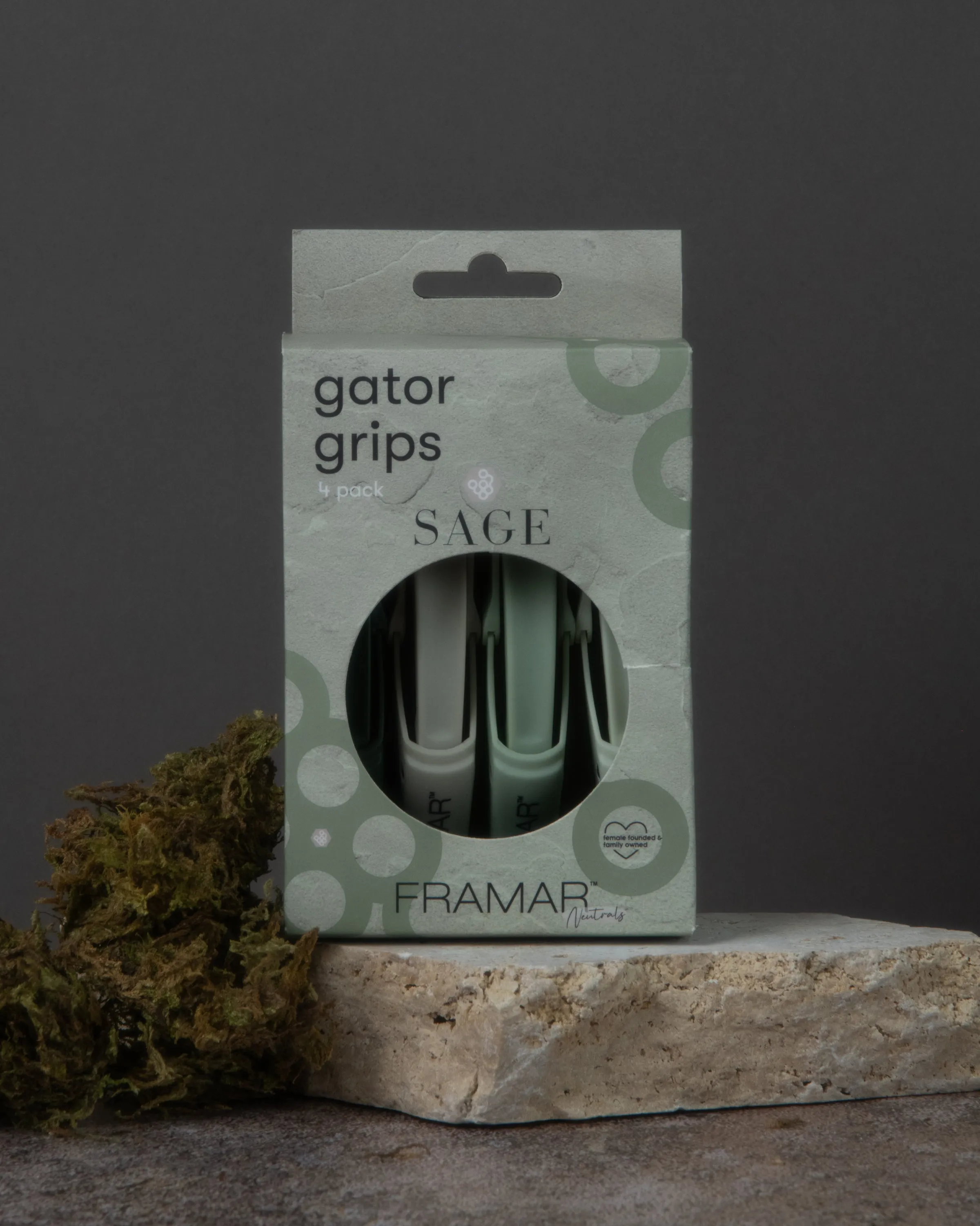 Framar Neutrals Sage Gator Grip Hair Clips (4pc)
